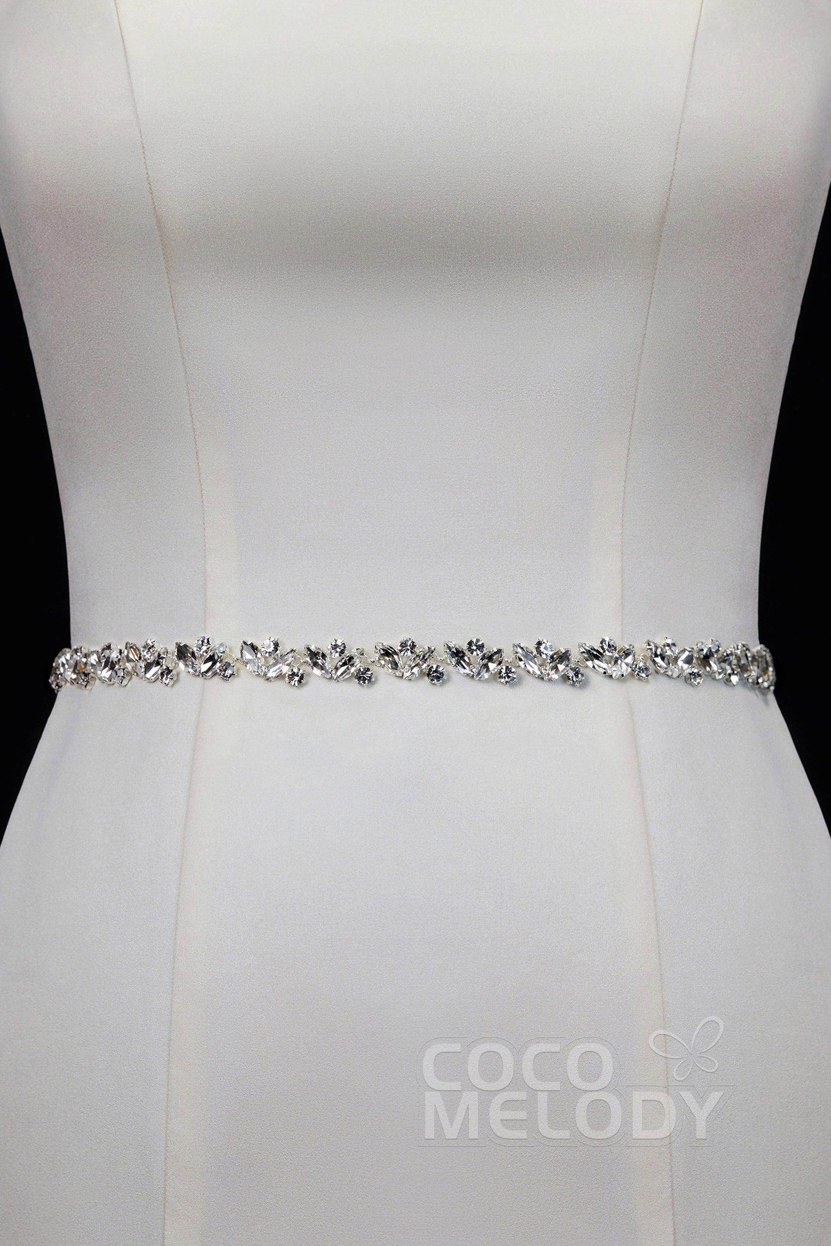 Chic Ribbons Wedding Sash with Rhinestone YD18011 - COCOMELODY